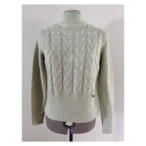 NWT Ted Baker Veolaa  Sz 0/XS Mohair Cable Knit Sweater in Light Green Mockneck